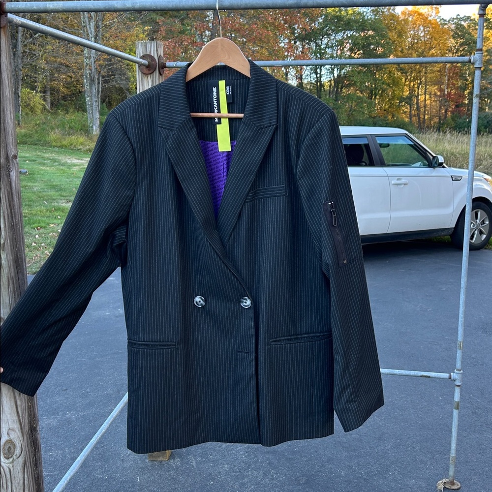 Mark Antoine Black Chalk Striped Blazer
